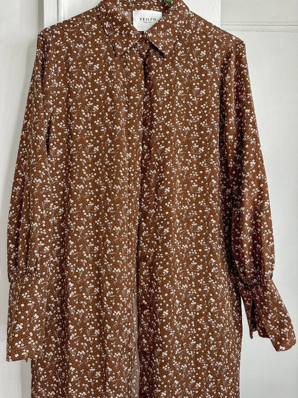 Veiled Collection Brown Floral Button Down Maxi Shirt Dress  - Limited Edition - Picture 3 of 14